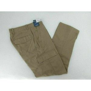 ROUNDTREE &YORKE CLASSIC FIT CARGO PANTS MENS SIZE 36X32 KHAKI COLOR ZIP FLY NWT